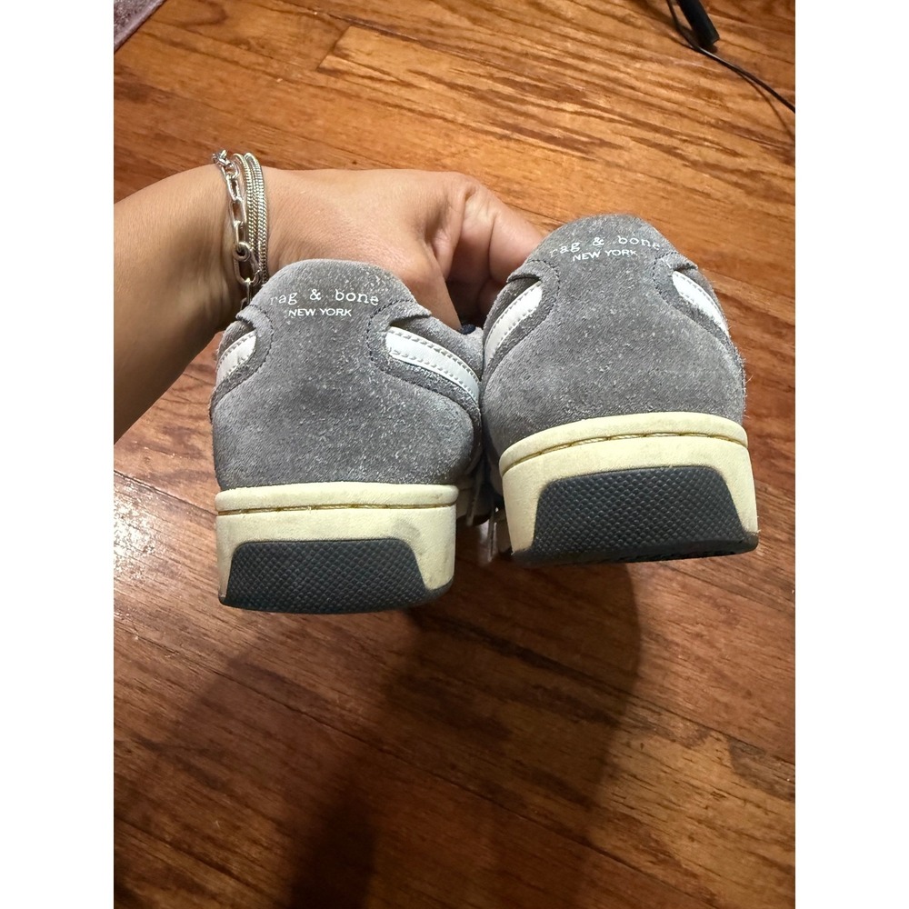 Rag & Bone Retro Runner Gray Suede Low Top Sneakers Womens 37.5 Gray White - Picture 3 of 7